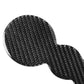 Black carbon-fiber style contoured dual cup holder mat sticker, close-up