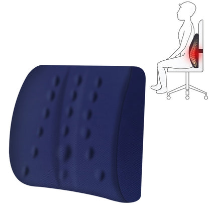 Blue lumbar memory foam seat cushion pillow with textured air-dot surface
