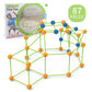DIY play tent building toy frame with green and orange/blue connector balls
