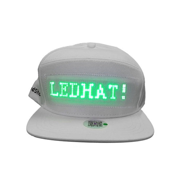 Light gray LED advertising cap with green dot-matrix character display