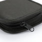 Black sewing kit zipper pouch with metal zipper pull for secure storage
