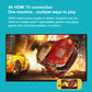 Yellow handheld game console with HDMI TV connection and on-screen gameplay