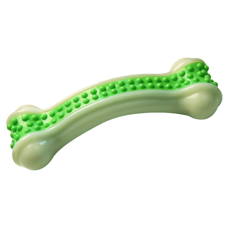 Arched white-and-green studded nylon dog chew bone molar stick toy