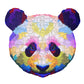 Colorful bear-shaped wooden puzzle with rounded ears and patterned face