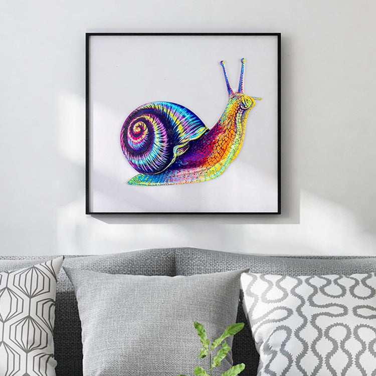 3D wooden snail puzzle toy with colorful spiral shell