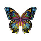 Butterfly wooden 3D puzzle with ornate blue, yellow, pink, and green wings