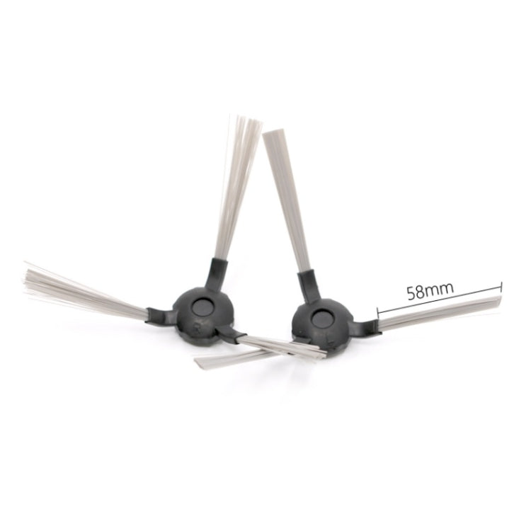 Robot vacuum side brush assembly with 2 side brushes and white bristle strips