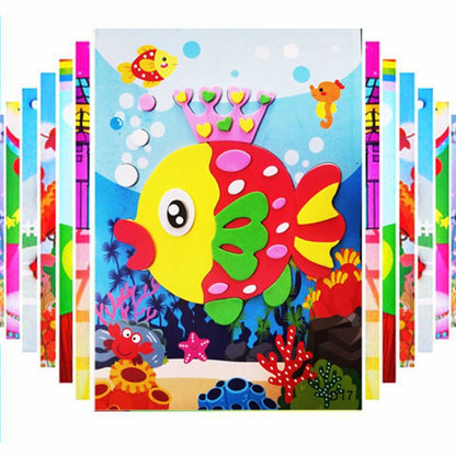 Kids EVA DIY sticker sheet with colorful fish, sea coral and starfish