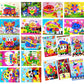 Kids EVA sticker set showing multiple animal and vehicle designs on small sheets