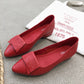 Women’s red cowhide mid-heel loafers with bow detail and block heel