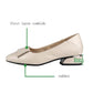 Beige cowhide flats with thick 3cm heel, pointed toe
