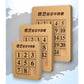 Multiple beige magnetic number puzzle boards in different sizes, each with numbered tiles