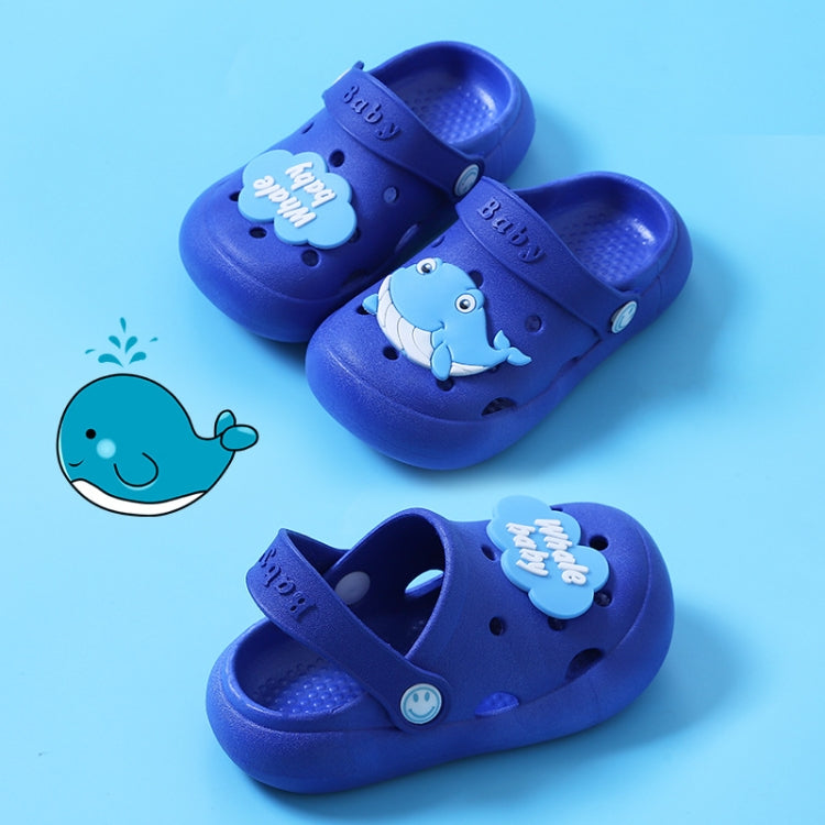 Children's blue non-slip clogs slippers with baby animal graphic and open toe holes