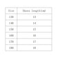 Kids slipper size chart: 130–180, shoe length 13–18 cm