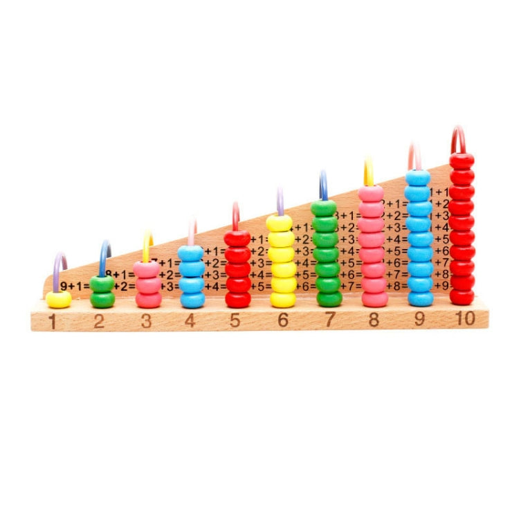 Wooden bead calculation frame with colorful counting rods and number base 1–10