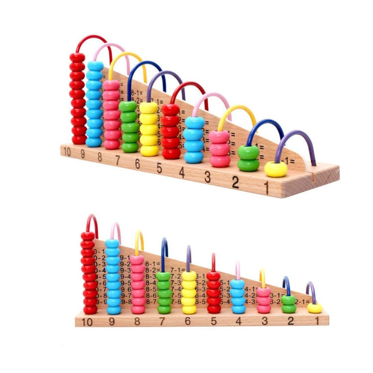 Wooden math bead frame with arched rods and numbered base from 1 to 10