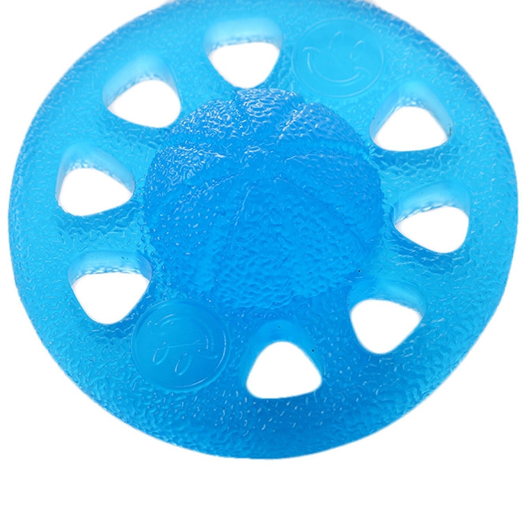 Blue textured eight-hole finger gripper, close view of oval cutouts