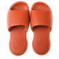 Orange plastic slide slippers, textured footbed, open toe, thick padded sole