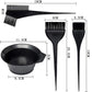 Hair dye tool set dimensions: combs, brushes, and mixing bowl for mixing dye