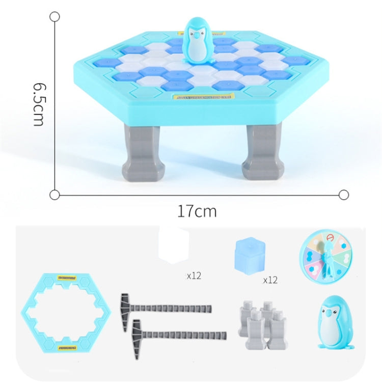 Blue penguin interactive game table with hexagon board and penguin top piece
