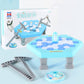 Blue penguin desktop interactive game table set with penguin figure and side launch ramps