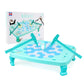 Blue penguin interactive tabletop game with hexagon board and penguin figure, with side rails