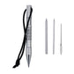 Marlin spike bracelet weaving tool set with silver tools, black rope cord, and needles