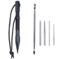 Marlin spike bracelet weaving tool set with black tools, black rope cord, and needles