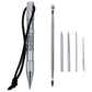 Marlin spike bracelet weaving tool set with silver tools, black rope cord, and needle set