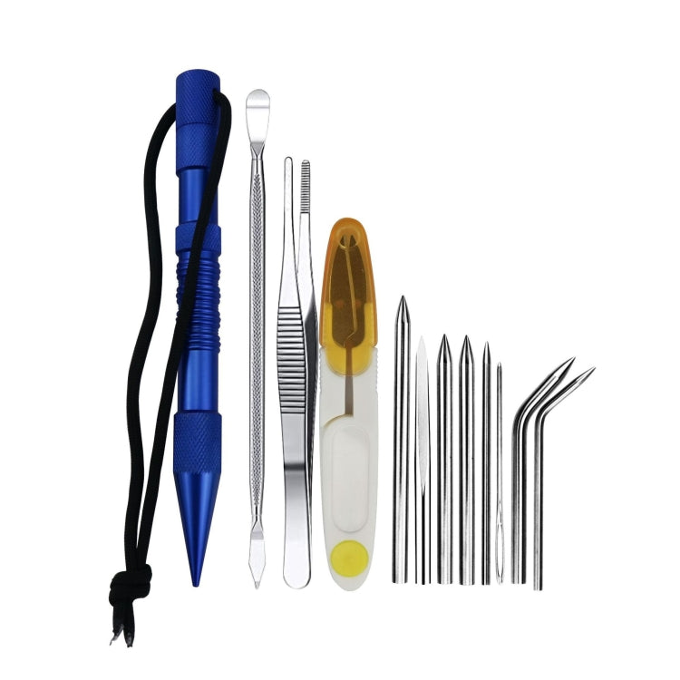 Marlin spike rope needle bracelet DIY weaving tool set with blue and silver needles
