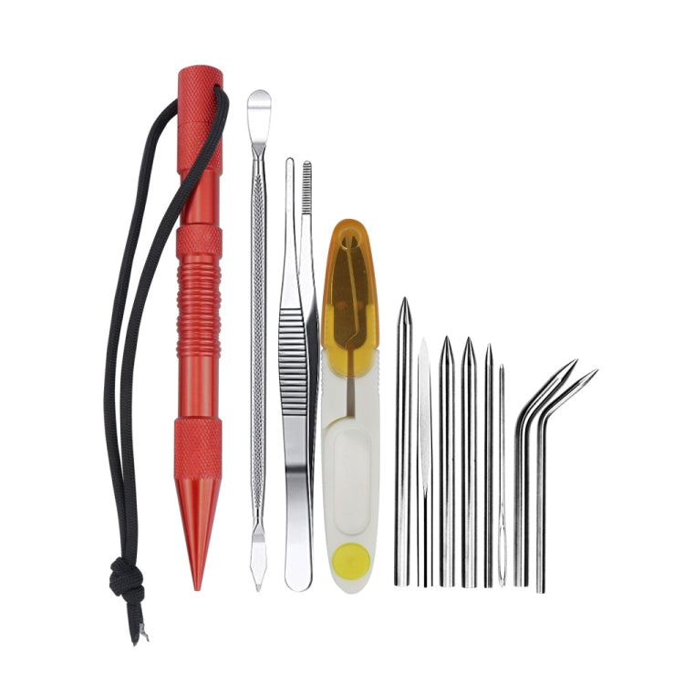Marlin spike rope needle bracelet DIY weaving tool set with red and silver needles