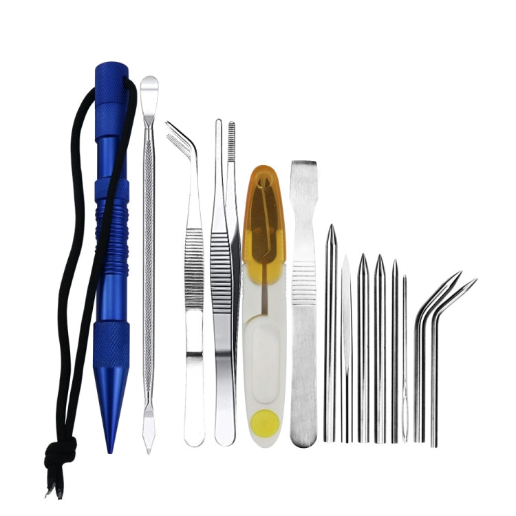 Marlin spike rope needle bracelet DIY weaving tool set with blue and silver needles