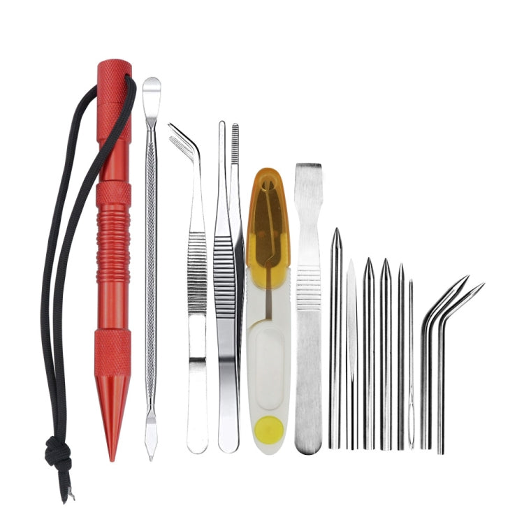 Marlin spike rope needle bracelet DIY weaving tool set with red and silver needles