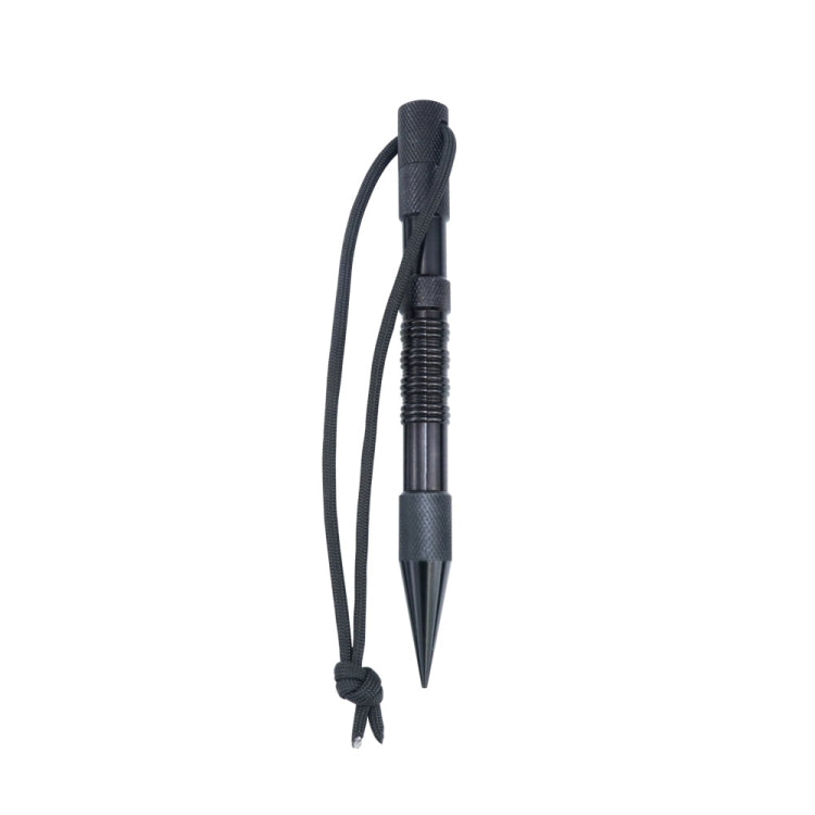Black marlin spike rope needle bracelet weaving tool with lanyard and metal tip