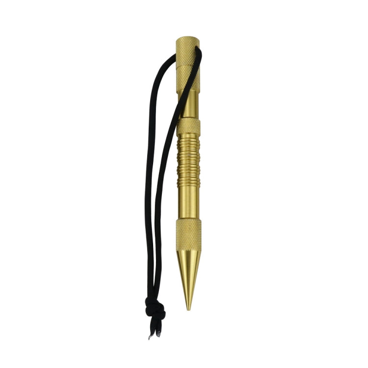 Gold marlin spike rope needle bracelet weaving tool with lanyard and pointed metal tip