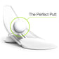 White golf putting trainer with clear track and golf ball in target circle