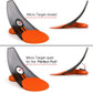 Orange and black golf putting trainer showing closed and open target positions