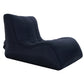 Single inflatable lounge sofa, dark navy/black with black piping and cushioned backrest.