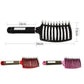 Curved hair brush comb with bristle rows; shows 13 cm length, black and pink handle variants