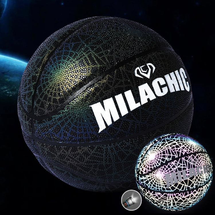 MILACHIC Number 7 Rainbow Reflective Cool Basketball, Gray 6736, Stripe 6734, Spider Pattern 6735