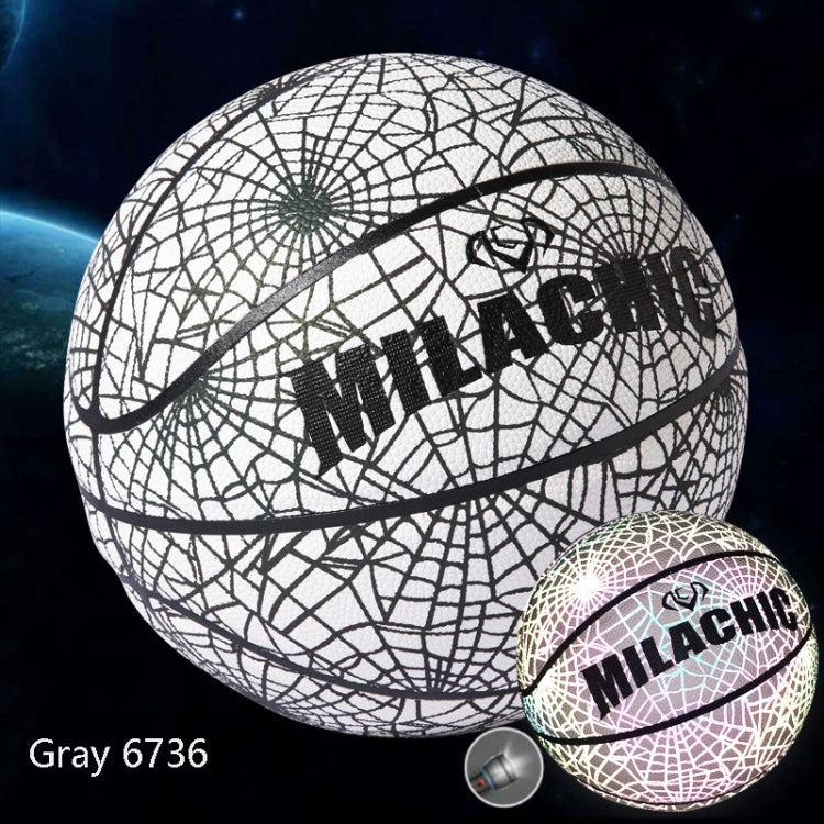 MILACHIC Number 7 Rainbow Reflective Cool Basketball, Gray 6736, Stripe 6734, Spider Pattern 6735