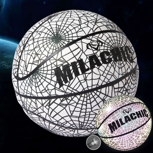 MILACHIC Number 7 Rainbow Reflective Cool Basketball, Gray 6736, Stripe 6734, Spider Pattern 6735