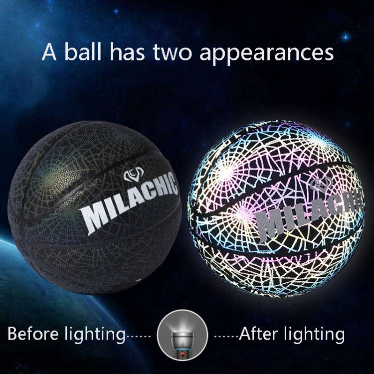 MILACHIC Number 7 Rainbow Reflective Cool Basketball, Gray 6736, Stripe 6734, Spider Pattern 6735