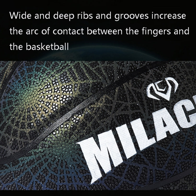 MILACHIC Number 7 Rainbow Reflective Cool Basketball, Gray 6736, Stripe 6734, Spider Pattern 6735