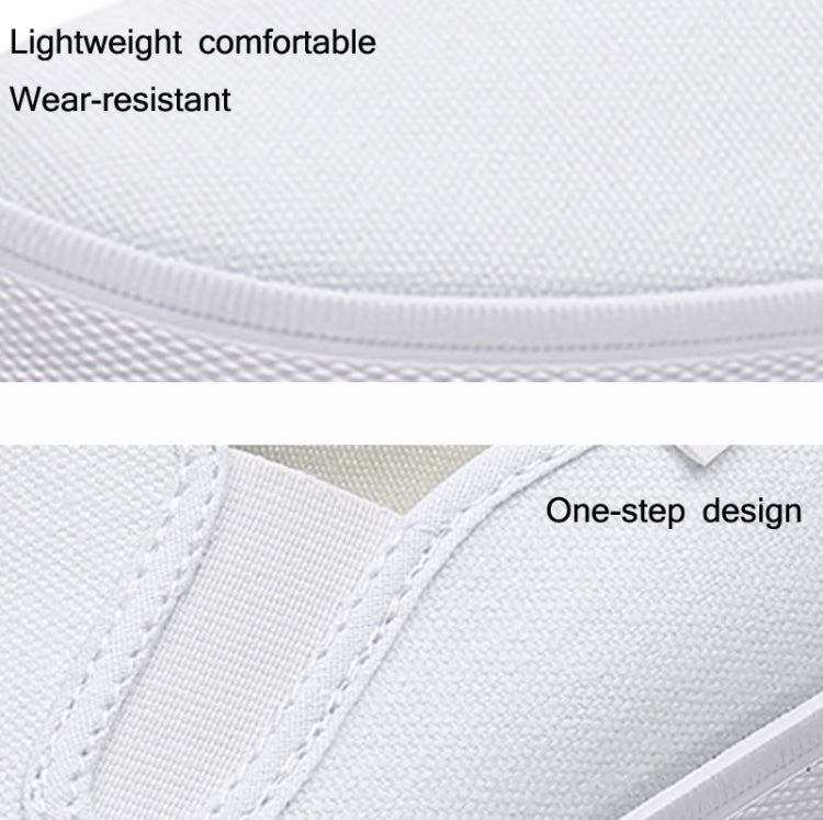 White canvas low-top sneaker with stitched collar and textured side fabric