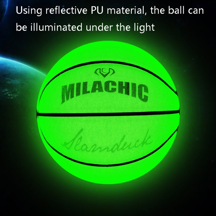 Fluorescent green reflective basketball with holographic sheen, front view