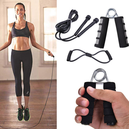 3 In 1 Portable Fitness Exercise Skipping Grip Set, 3 In 1
