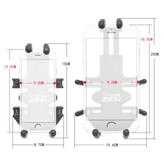N-STAR NJN002 Motorcycle Metal Aluminum Alloy Universal Anti-Theft Mobile Phone Bracket, NJN002(T-shaped Ball Head Installation), NJN002(Inclined Ball Head Installation)