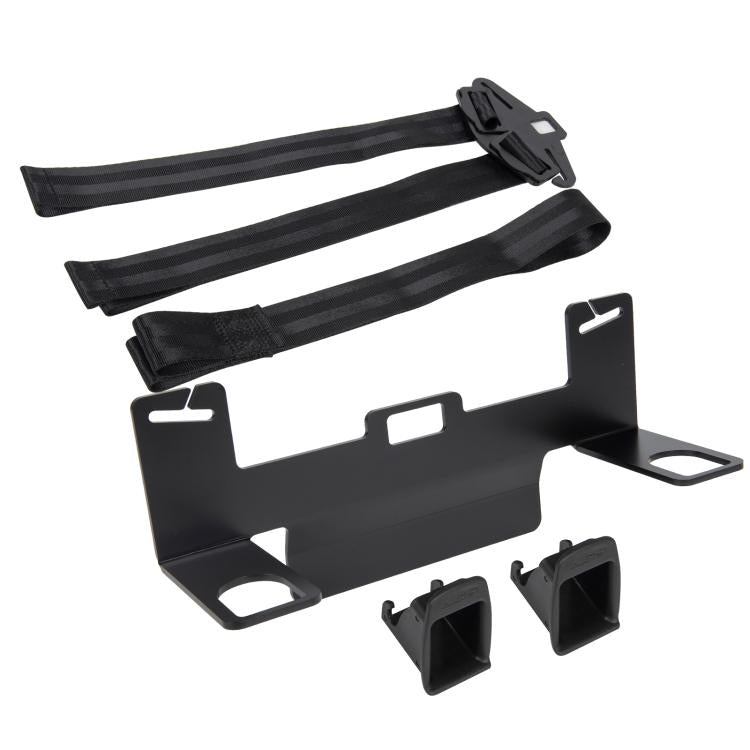 Universal ISOFIX seat bracket kit with black plastic anchors and nylon belt straps