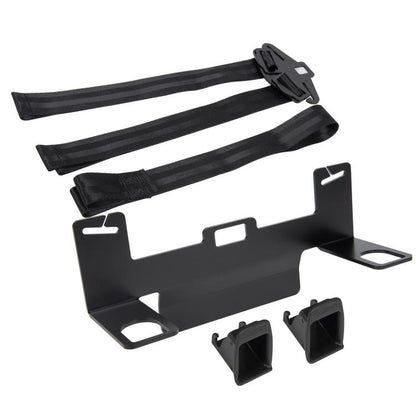 Universal ISOFIX seat bracket kit with black plastic anchors and nylon belt straps